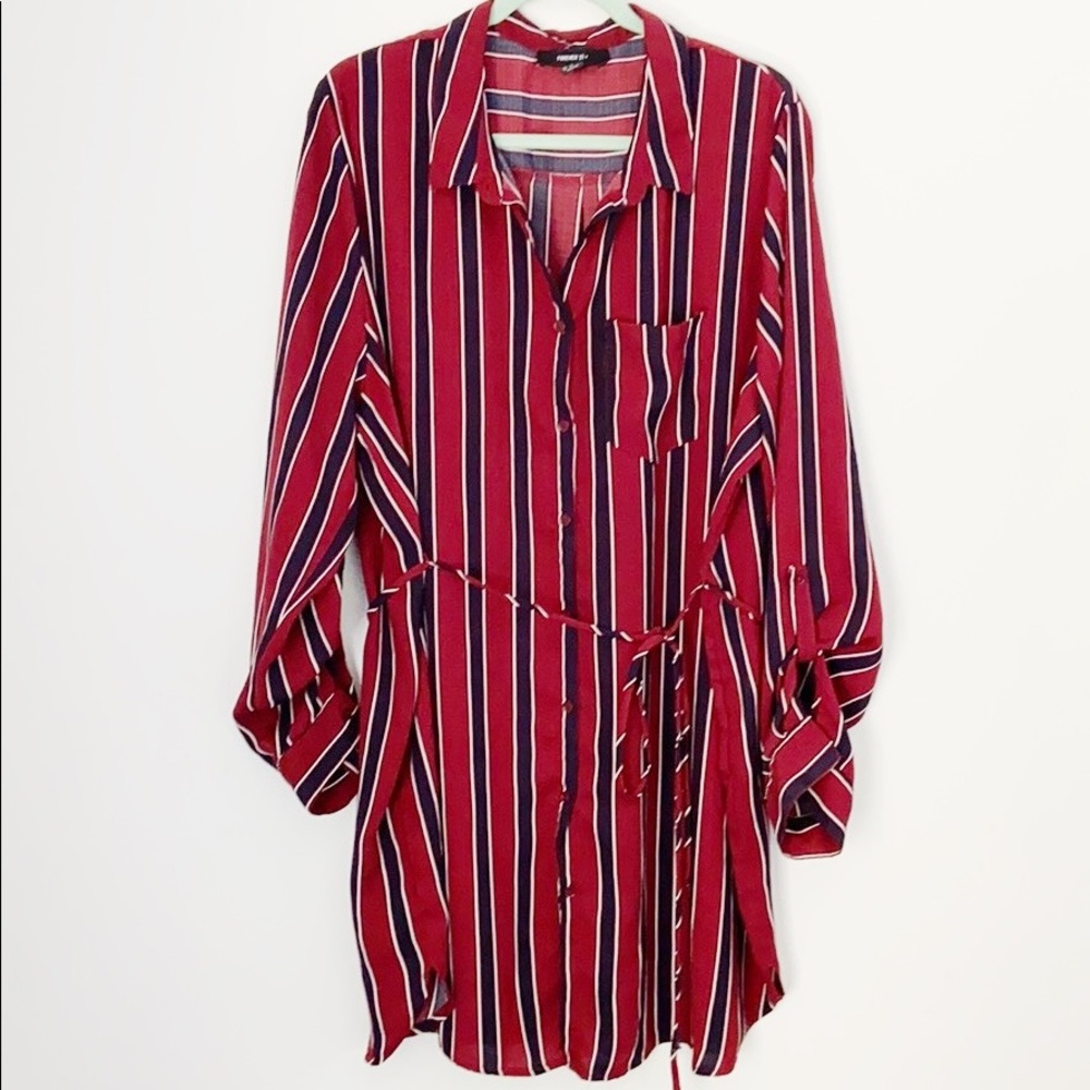 Plus Size Forever 21 Striped Shirt Dress 3X